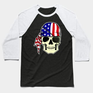 Patriotic 4th July Skull Baseball T-Shirt